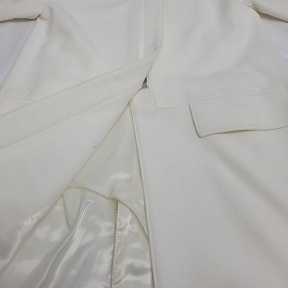 ZARA WOMAN coat cream‎ ivory zip up long peacoat jacket L - Picture 7 of 11
